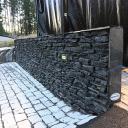 Asuntomessuvoitaja Harmaja Saimaa Stonelement Stonewall kivimuurit vaakaan muurattu liuskekivi kivielementti Orivesi Vuono